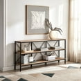 thumbnail image 1 of Evelyn&Zoe Kira 64" Wide Rectangular Console Table, Blackened Bronze/Golden Brown, 1 of 5