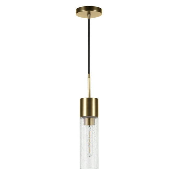 Evelyn&Zoe Lance 3.5" Wide Pendant with Glass Shade in Brass/Seeded