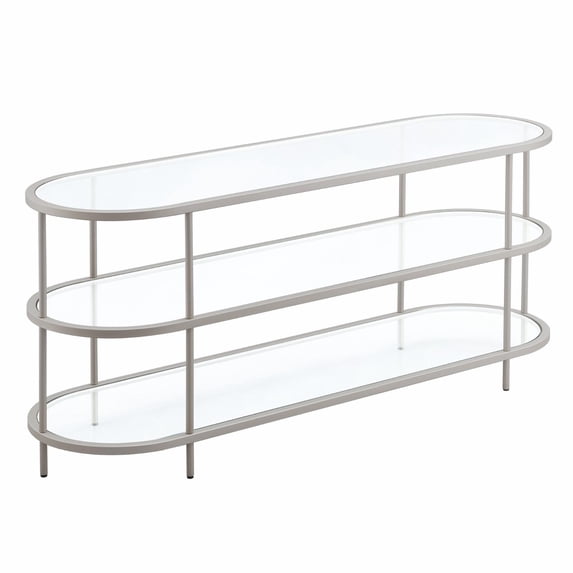 Evelyn&Zoe Leif Oval TV Stand for TV's up to 60" in Satin Nickel