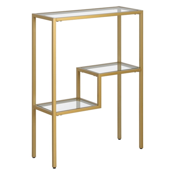 Evelyn&Zoe Lovett 22" Wide Rectangular Console Table, Brass