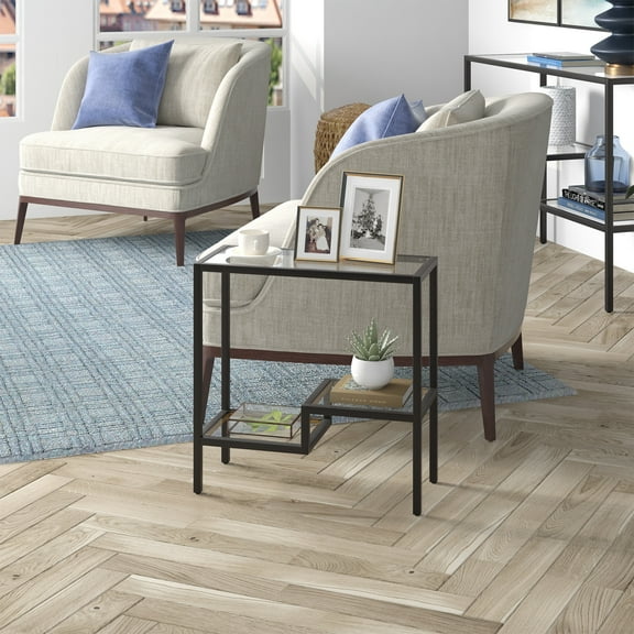 Evelyn&Zoe Lovett 24" Wide Rectangular Side Table, Blackened Bronze