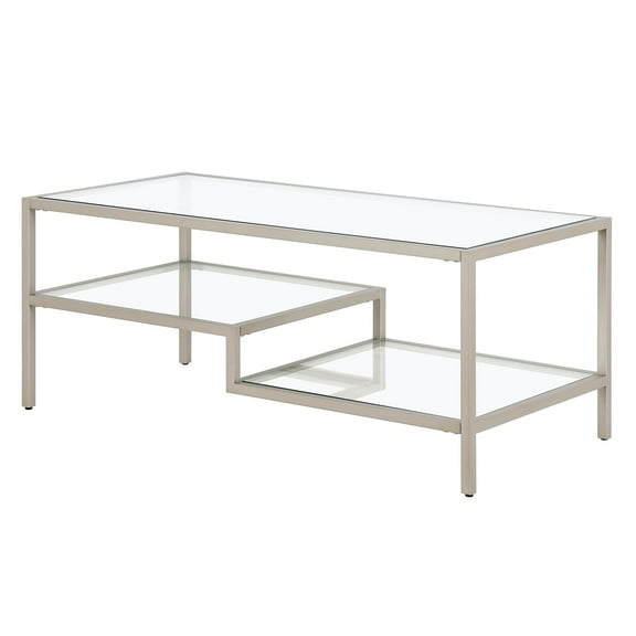 Evelyn&Zoe Lovett 45" Wide Rectangular Coffee Table in Satin Nickel