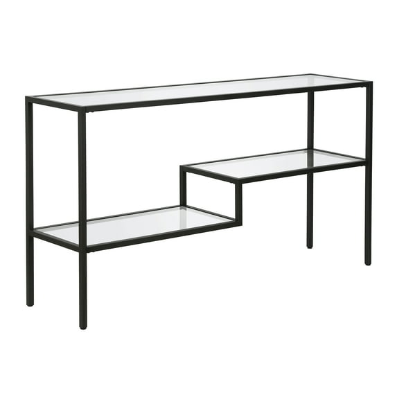Evelyn&Zoe Lovett 55" Wide Rectangular Console Table, Blackened Bronze