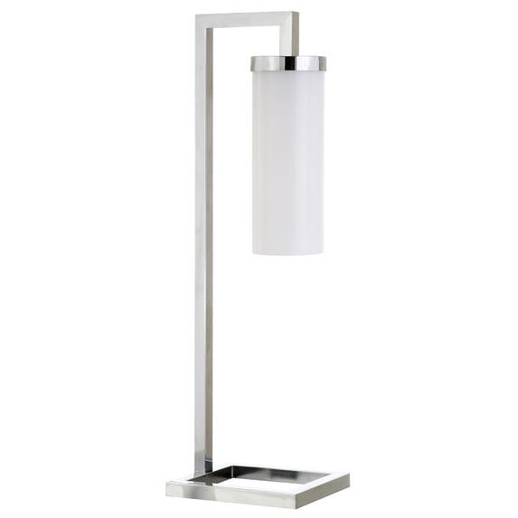Evelyn&Zoe Malva 26" Modern Metal Table Lamp with White Milk Cylinder Glass Shade