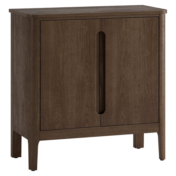 Evelyn&Zoe Modern/Contemporary 32" Wide Brown Oak Veneer Accent Cabinet