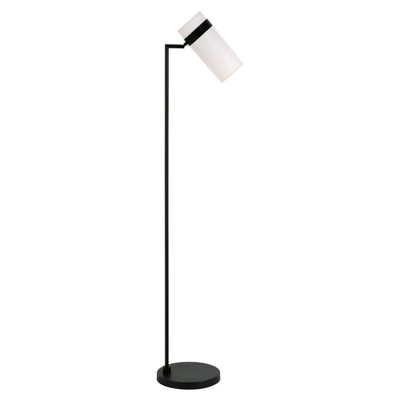 Evelyn&Zoe Marsden 60" Tall Floor Lamp with Fabric shade in Blackened Bronze/White