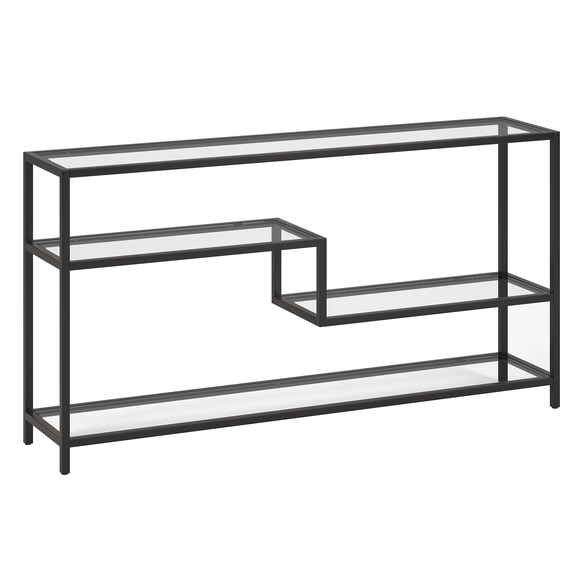 Mathis 55" Blackened Bronze Glass Hallway Table with Storage