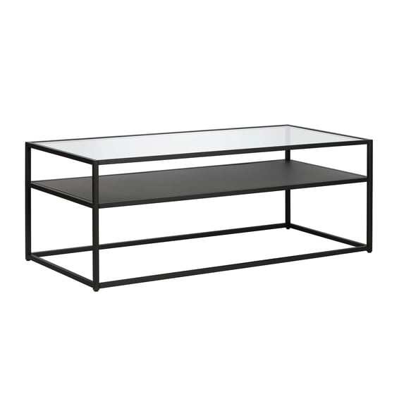 Evelyn&Zoe Metal Ada Rectangular Coffee Table Black and Bronze Finish
