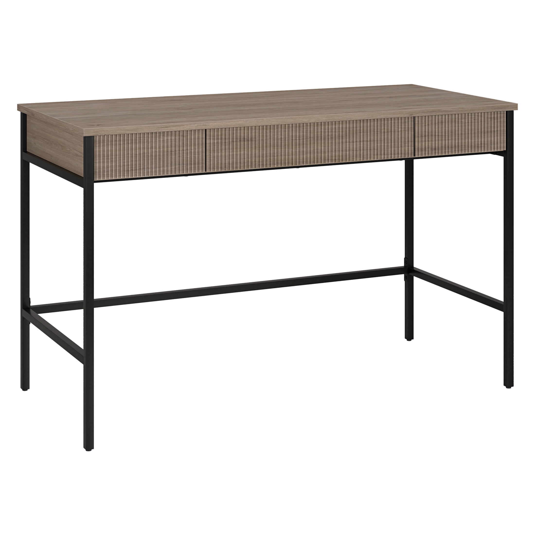 Evelyn&Zoe Mid-Century Modern 48" Wide Antiqued Gray Oak Home Office