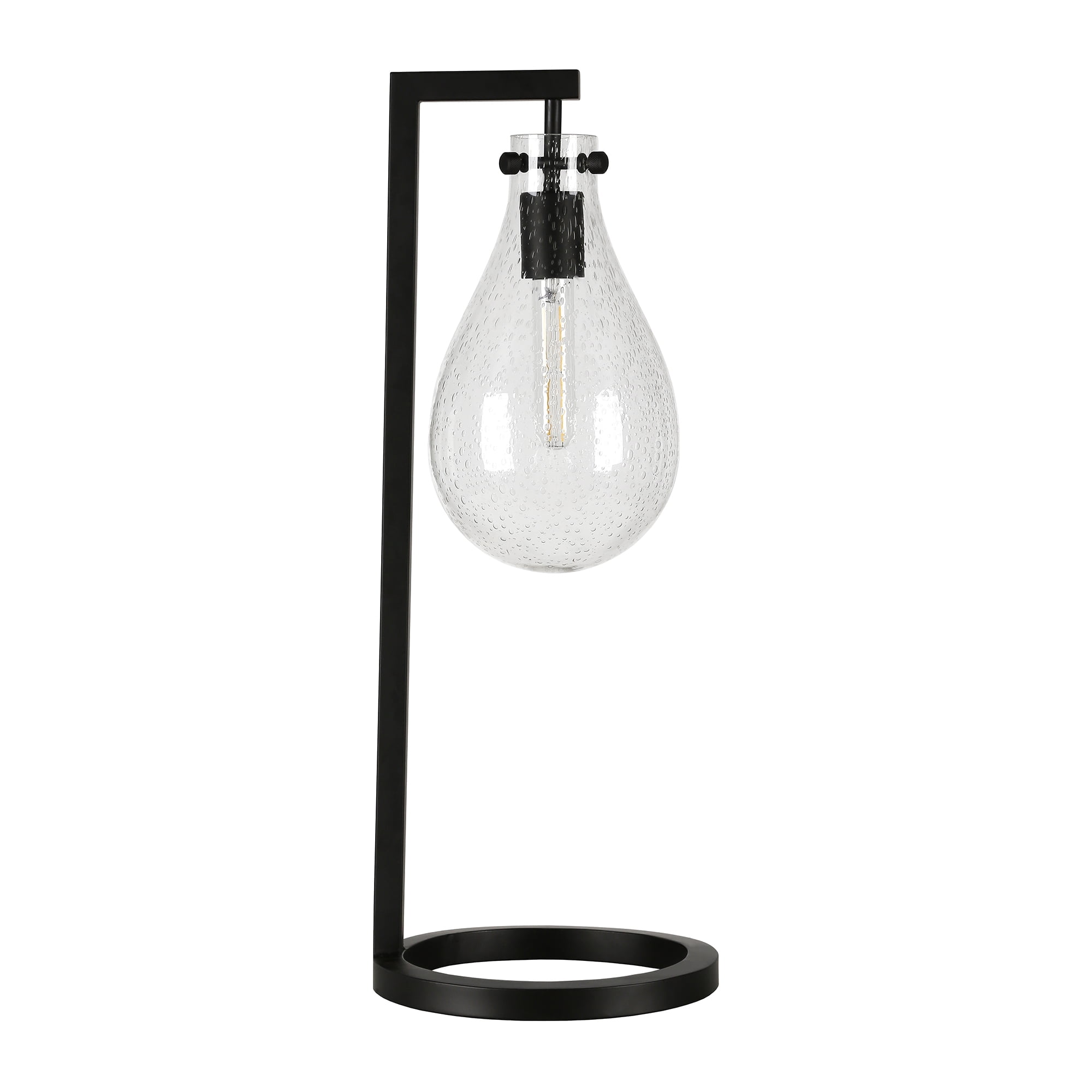 Weston 25" Blackened Bronze Seeded Glass Teardrop Table Lamp
