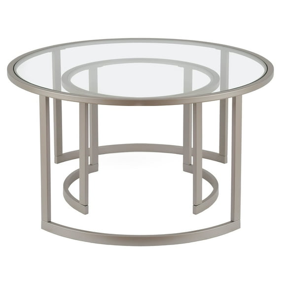 Evelyn&Zoe Mitera Round Nested Coffee Table, Satin Nickel