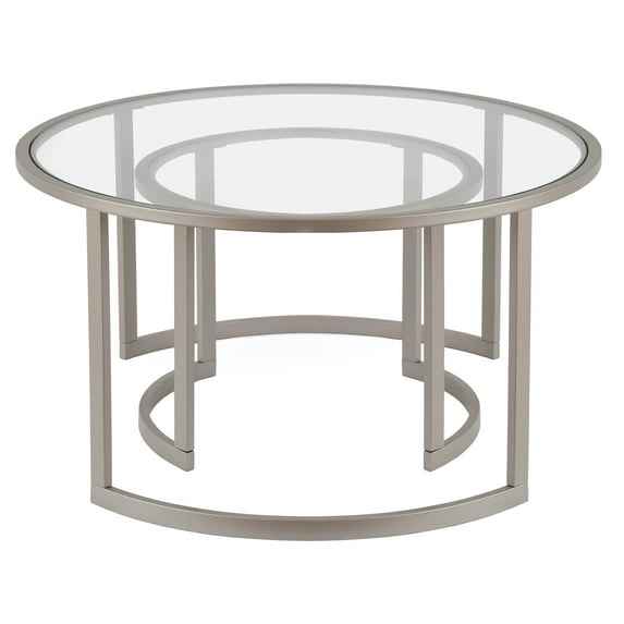 Evelyn&Zoe Mitera Round Nested Coffee Table, Satin Nickel