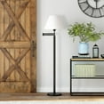 thumbnail image 1 of Evelyn&Zoe Moby Swing Arm Floor Lamp with Fabric Empire shade in Blackened Bronze/White, 1 of 5