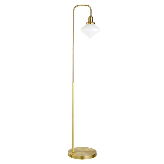 Evelyn&Zoe Modern Arc Floor Lamp with White Milk Glass Shade