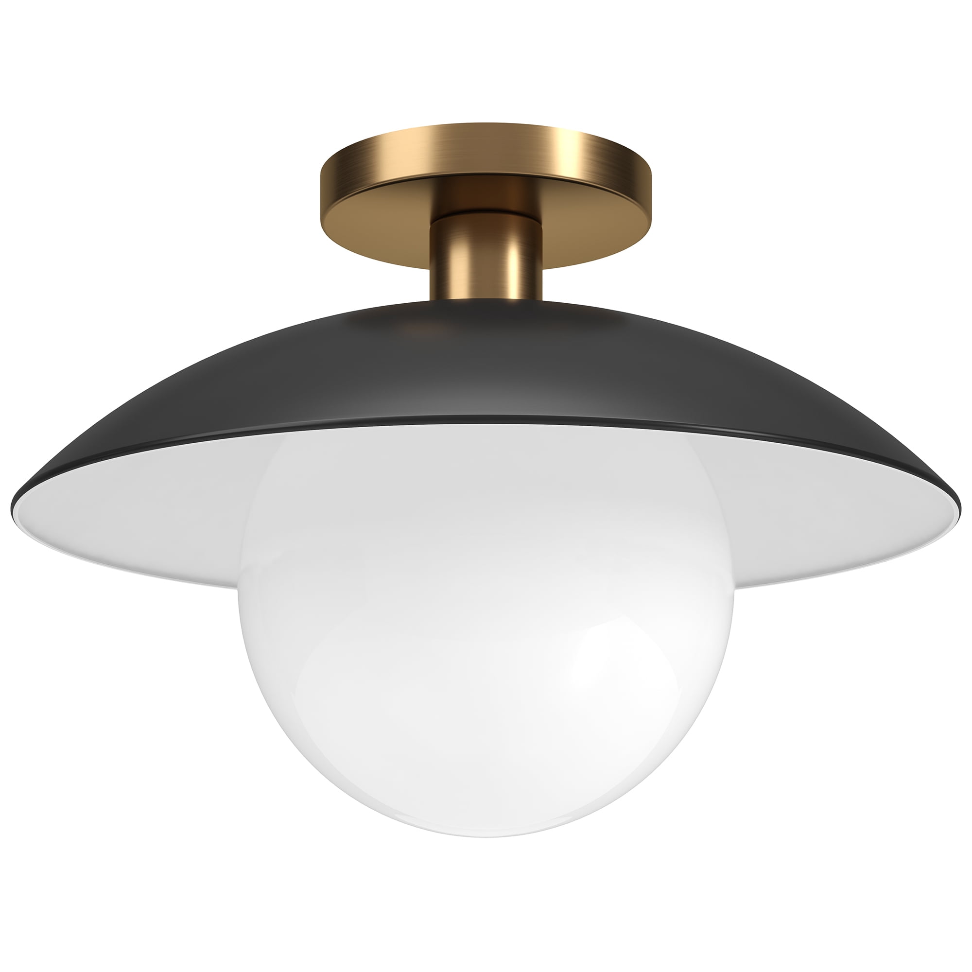 Alvia 14.5" Matte Black and Brass Semi Flush Mount Light