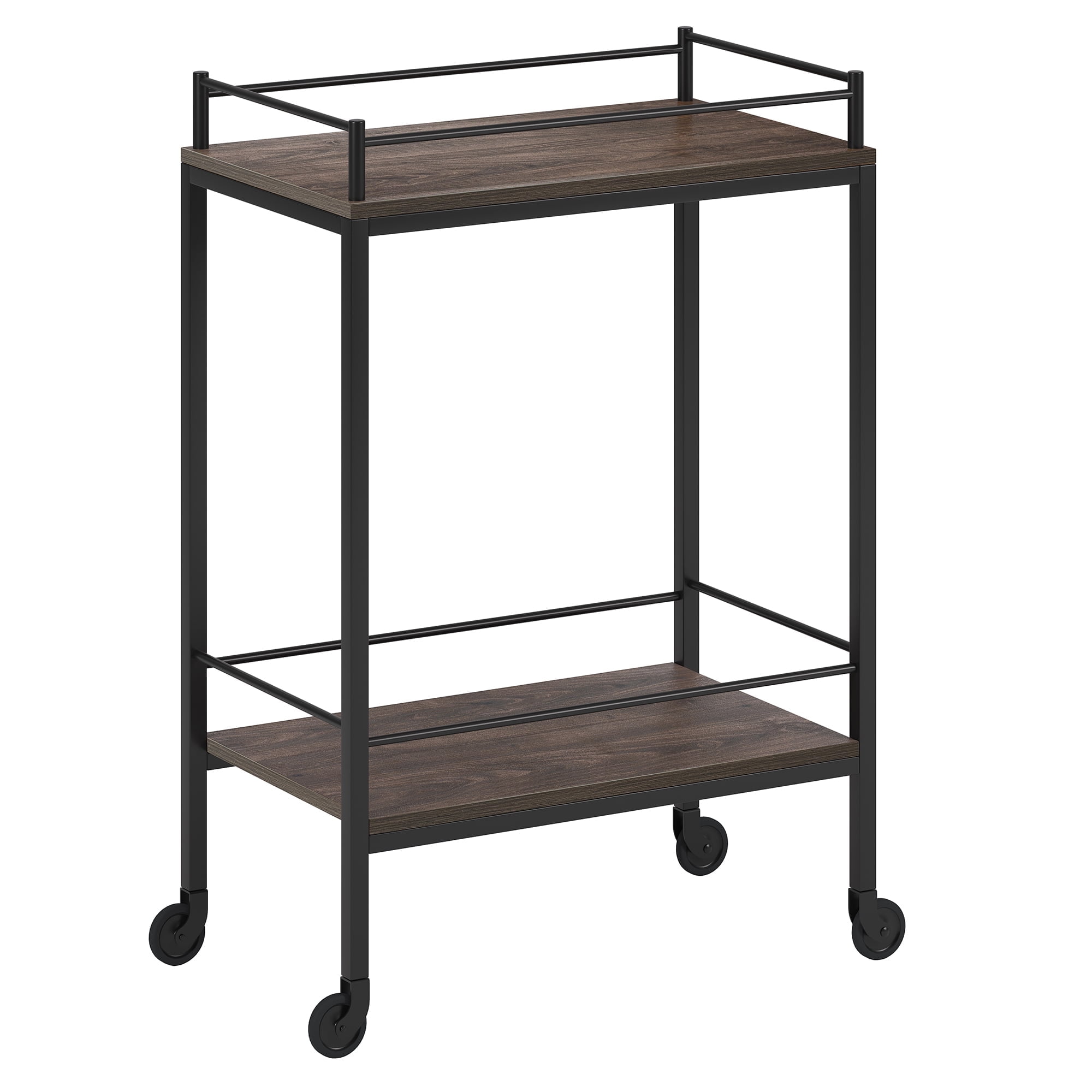 Alder Brown 23" Wood and Metal Bar Cart with Storage