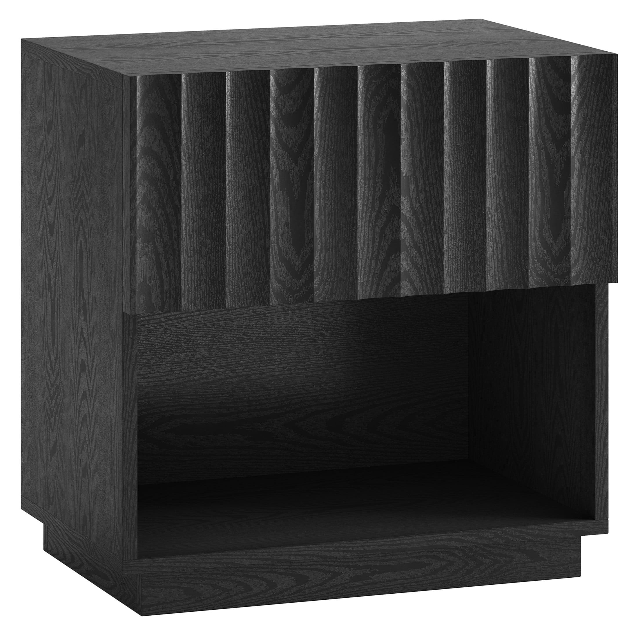 Evelyn&Zoe Modern/Contemporary 24" Wide Black Grain Nightstand