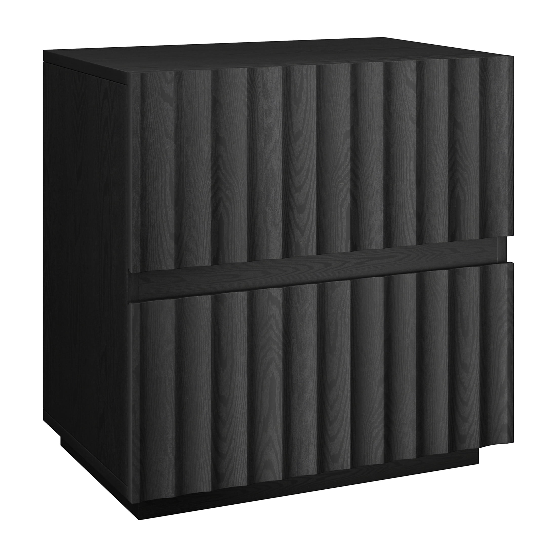 Evelyn&Zoe Modern/Contemporary 24" Wide Black Grain Nightstand