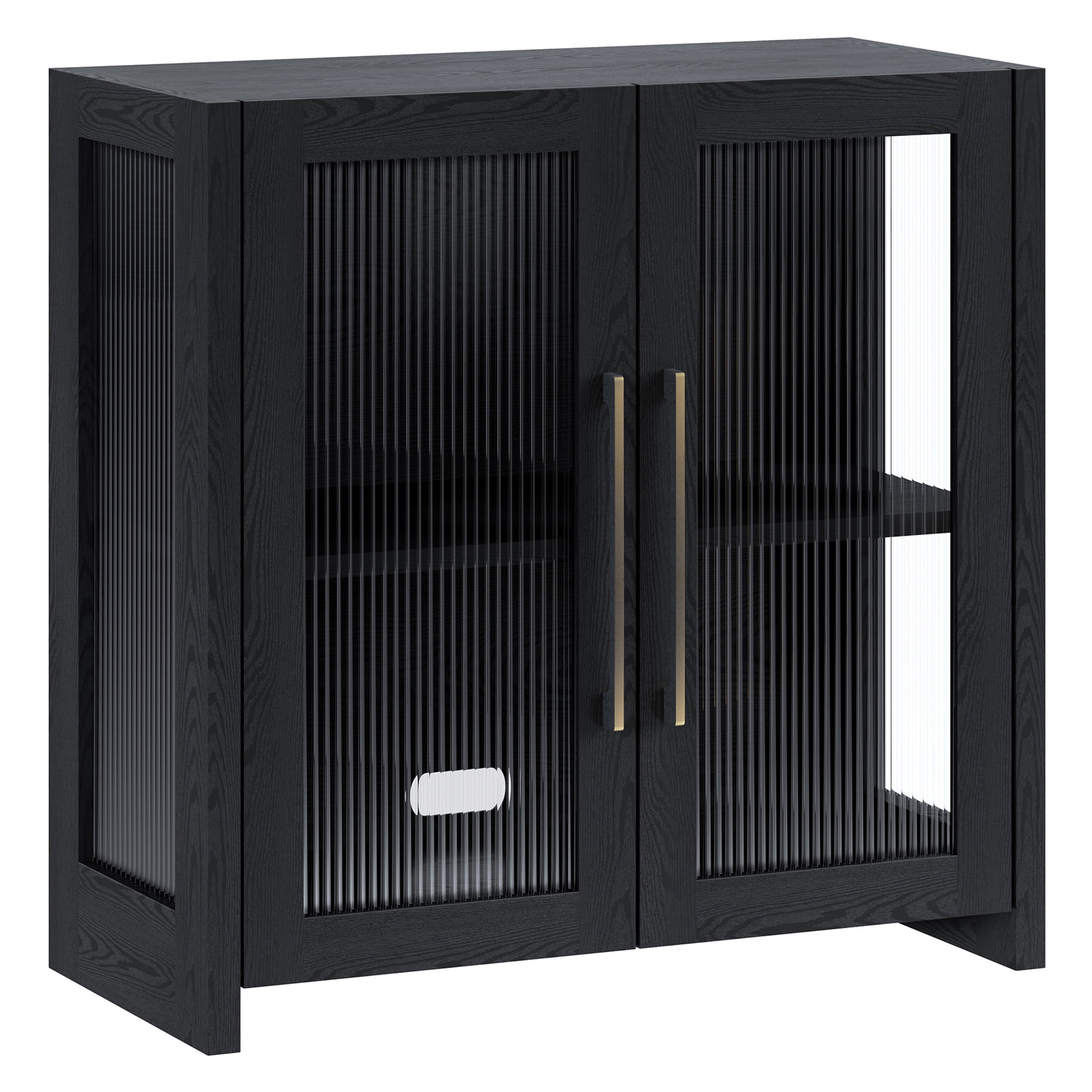 Evelyn&Zoe Modern/Contemporary 32" Wide Black Grain Accent Cabinet