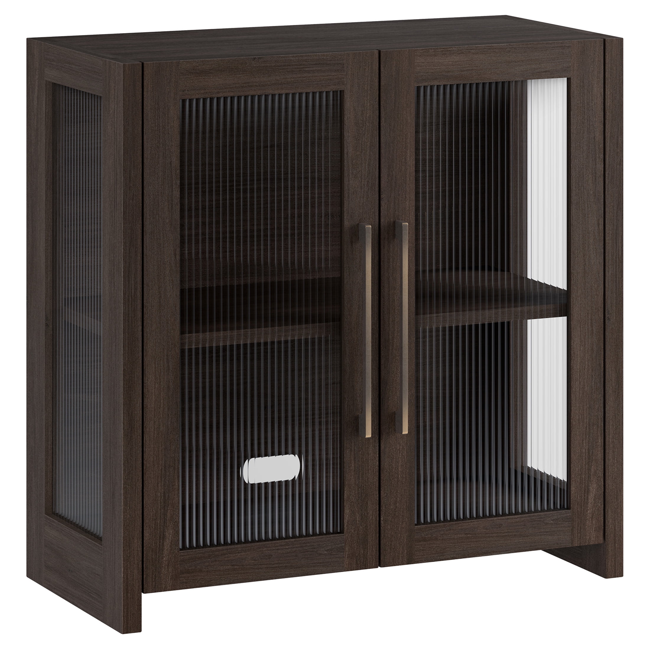Evelyn&Zoe Modern/Contemporary 32" Wide Brown Oak Accent Cabinet