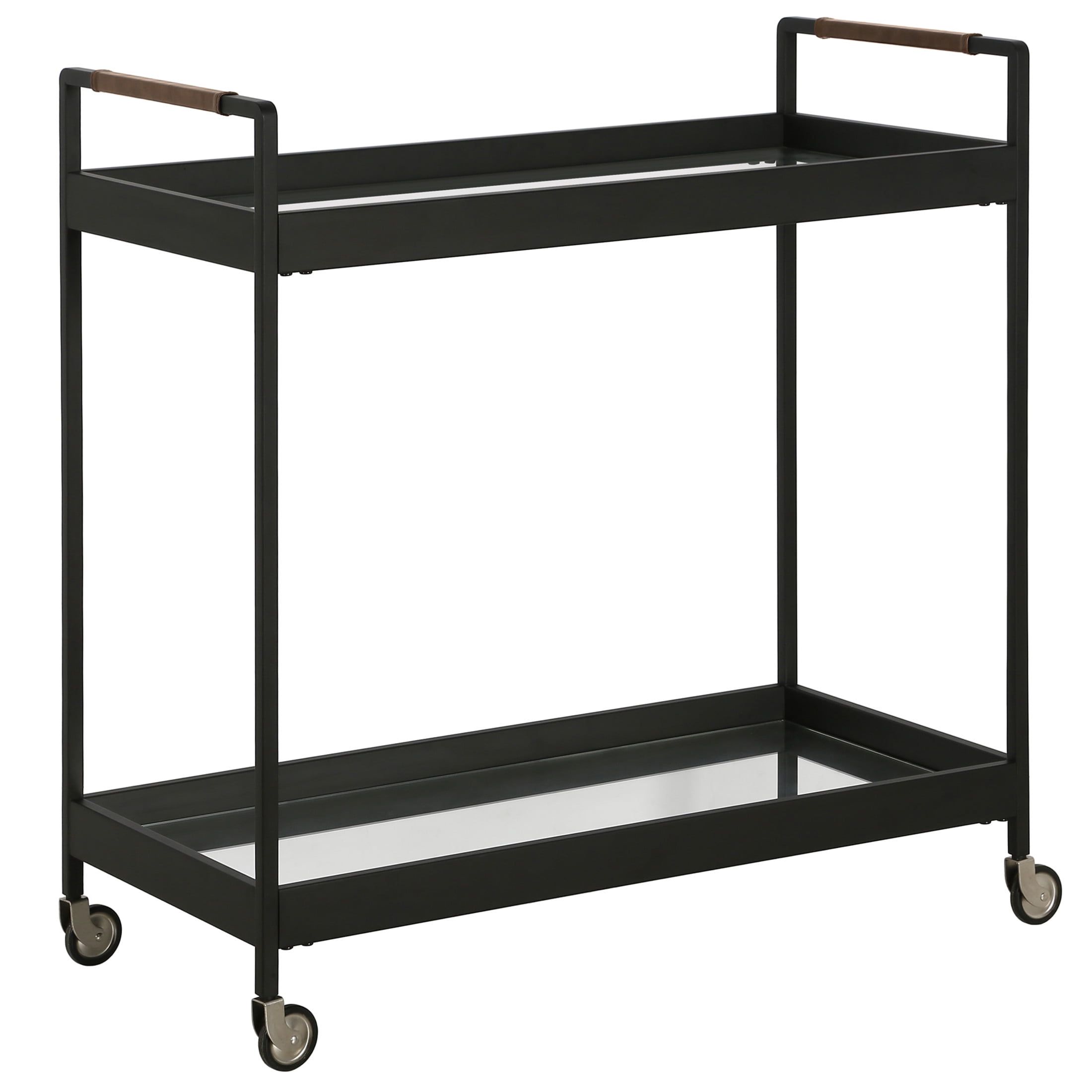 Evelyn&Zoe Modern/Contemporary 33" Wide Blackened Bronze Bar Cart
