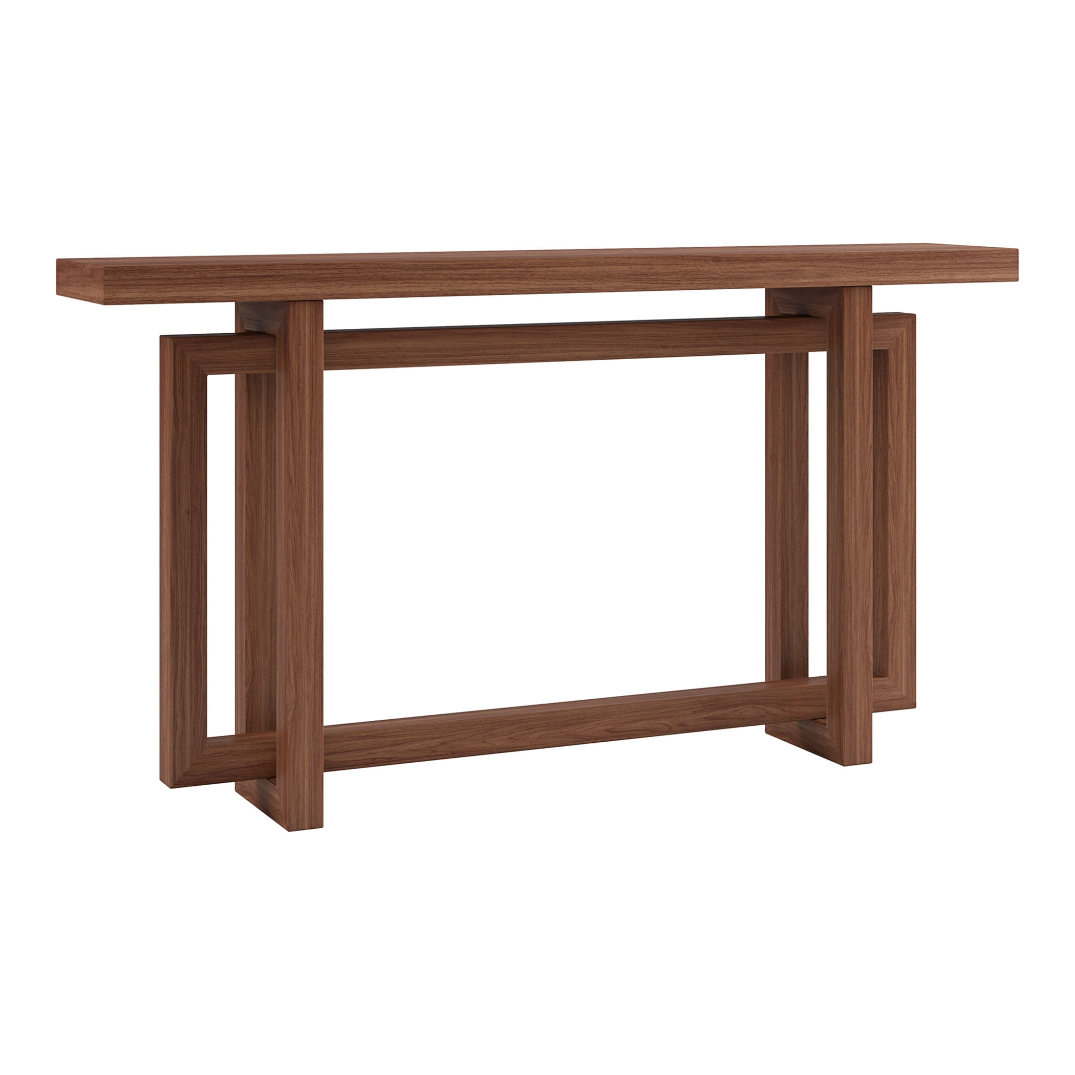 Evelyn&Zoe Modern/Contemporary 55" Wide Satin Walnut Console Table
