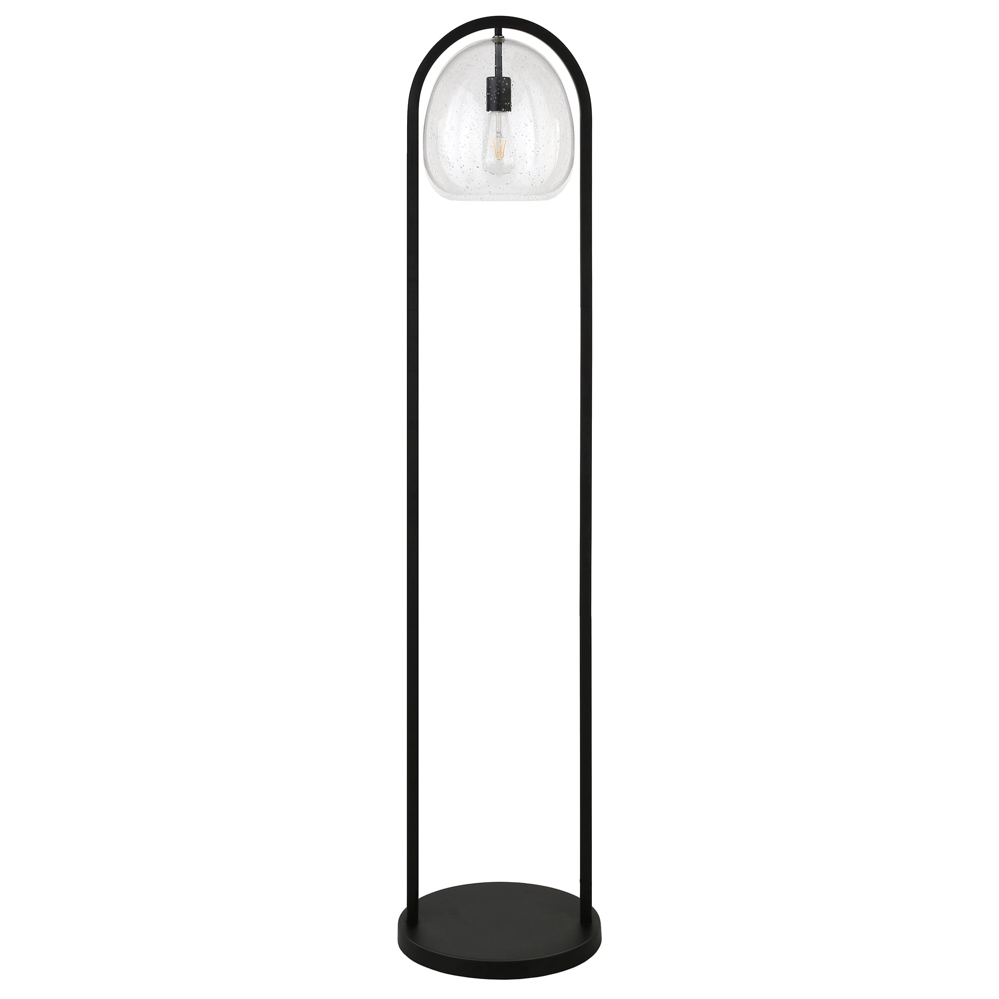 Adjustable Blackened Bronze Seeded Glass Floor Lamp 64.5"