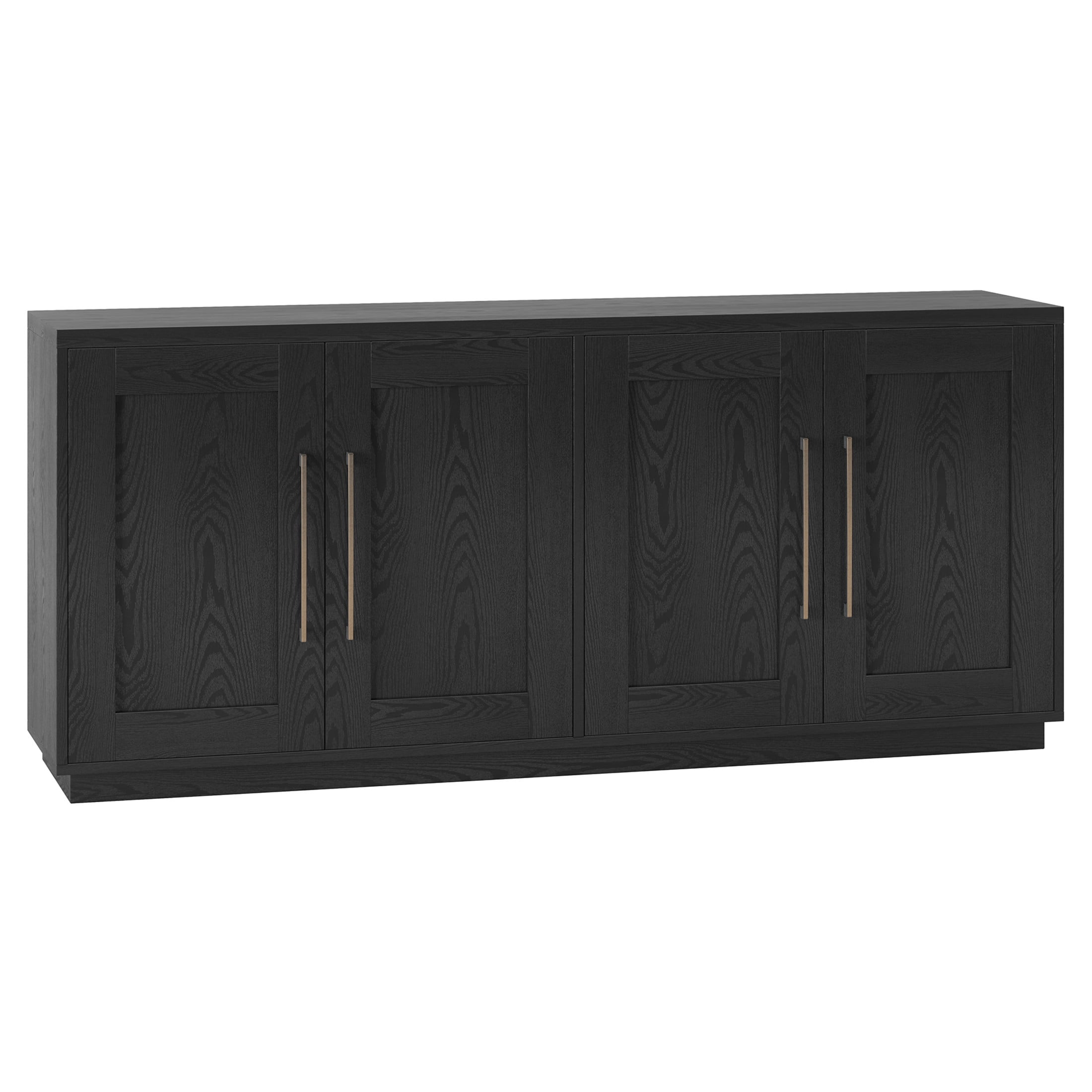 Evelyn&Zoe Modern/Contemporary 68" Wide Black Grain Buffet Table