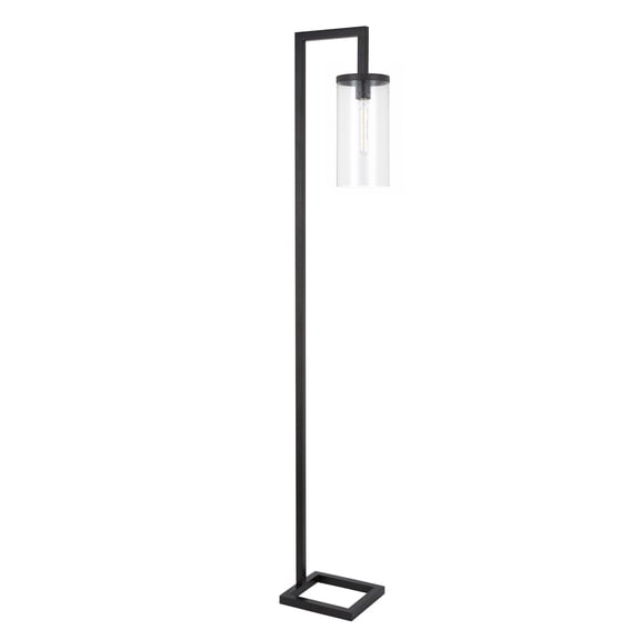 Evelyn&Zoe Modern Metal Floor Lamp with Seeded Glass Shade