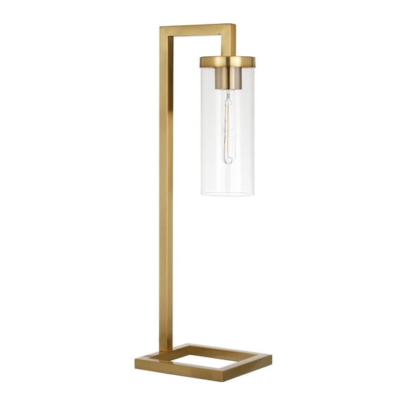 Evelyn&Zoe Modern Metal Table Lamp with Clear Glass Shade