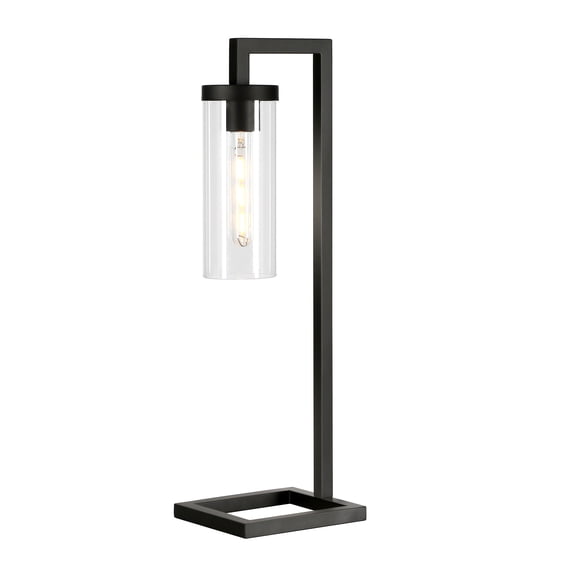 Evelyn&Zoe Modern Metal Table Lamp with Clear Glass Shade