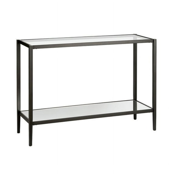 Evelyn&Zoe Modern Mirrored Console Table with Glass Top