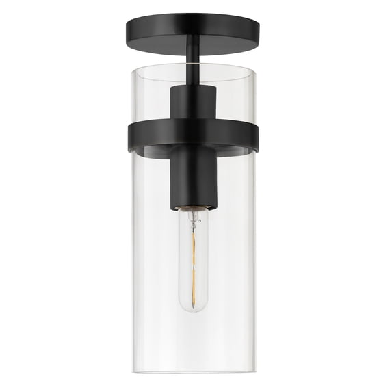 Evelyn&Zoe Industrial 5" Wide Blackened Bronze Semi Flush Mount