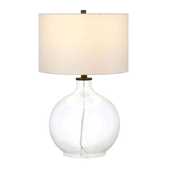 Evelyn&Zoe Modern Transitional Round Glass Table Lamp, Black