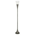 thumbnail image 1 of Evelyn&Zoe Moura Torchiere Floor Lamp with Glass shade in Aged Steel/Seeded, 1 of 11