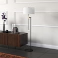 thumbnail image 1 of Evelyn&Zoe Nico 63" Tall Floor Lamp with Fabric shade in Matte Black/Brass/White, 1 of 5
