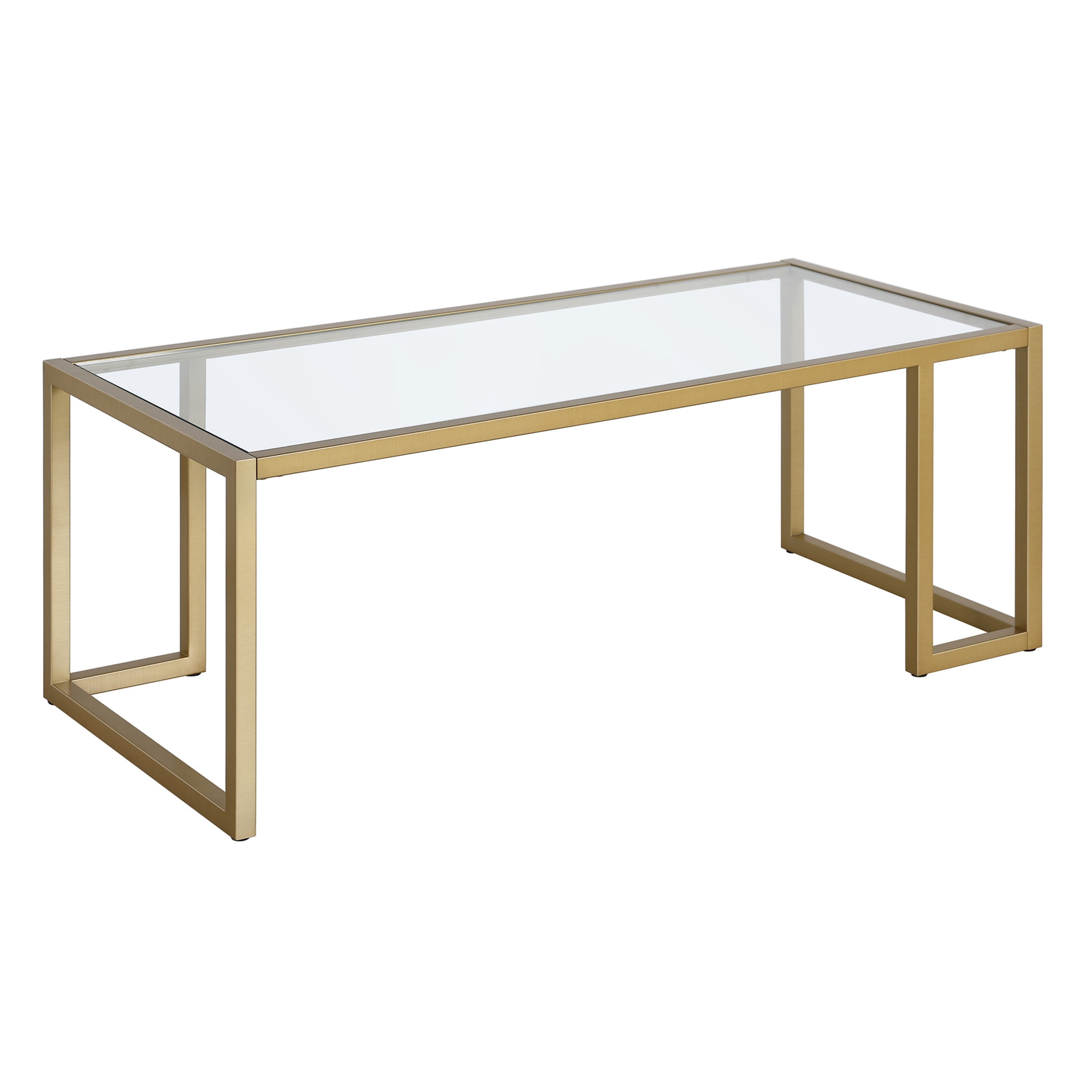 Evelyn&Zoe Oscar 45" Wide Rectangular Coffee Table in Brass