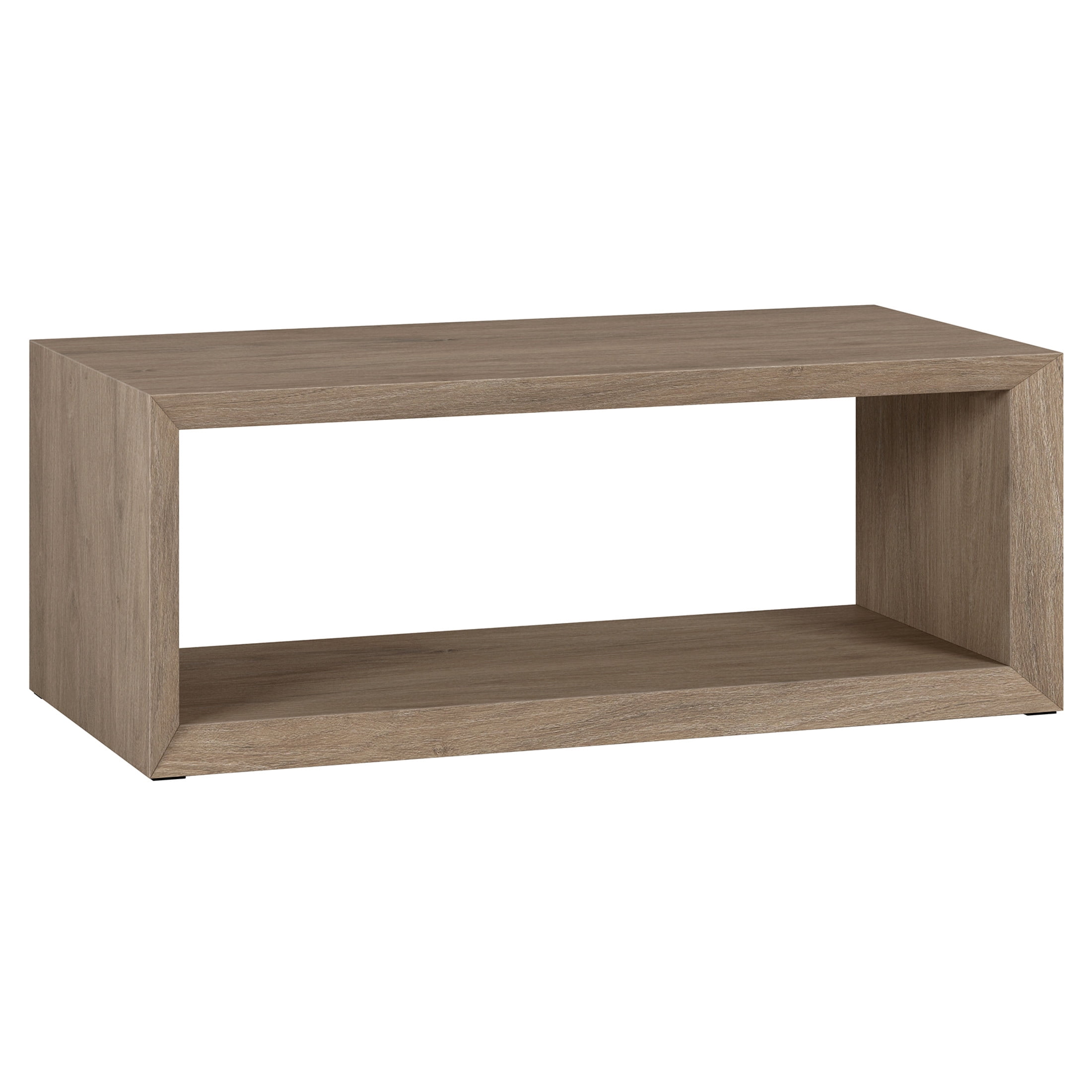 Evelyn&Zoe Osmond Storage Medium Density Fiberboard Coffee Table, Antiqued Gray Oak
