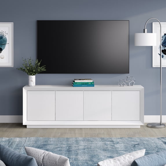 Evelyn&Zoe Oswald Rectangular TV Stand for TV's up to 75", White
