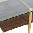 thumbnail image 1 of Evelyn&Zoe Otto 32" Wide Square Coffee Table with Faux Walnut Shelf, Brass, 1 of 5