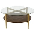 thumbnail image 1 of Evelyn&Zoe Otto 36" Wide Round Coffee Table with MDF Shelf, Gold/Walnut, 1 of 7