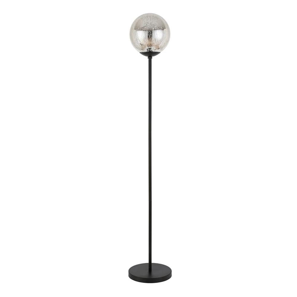 Evelyn&Zoe Oula 66" Tall Floor Lamp with Glass Shade, Blackened Bronze/Mercury Glass