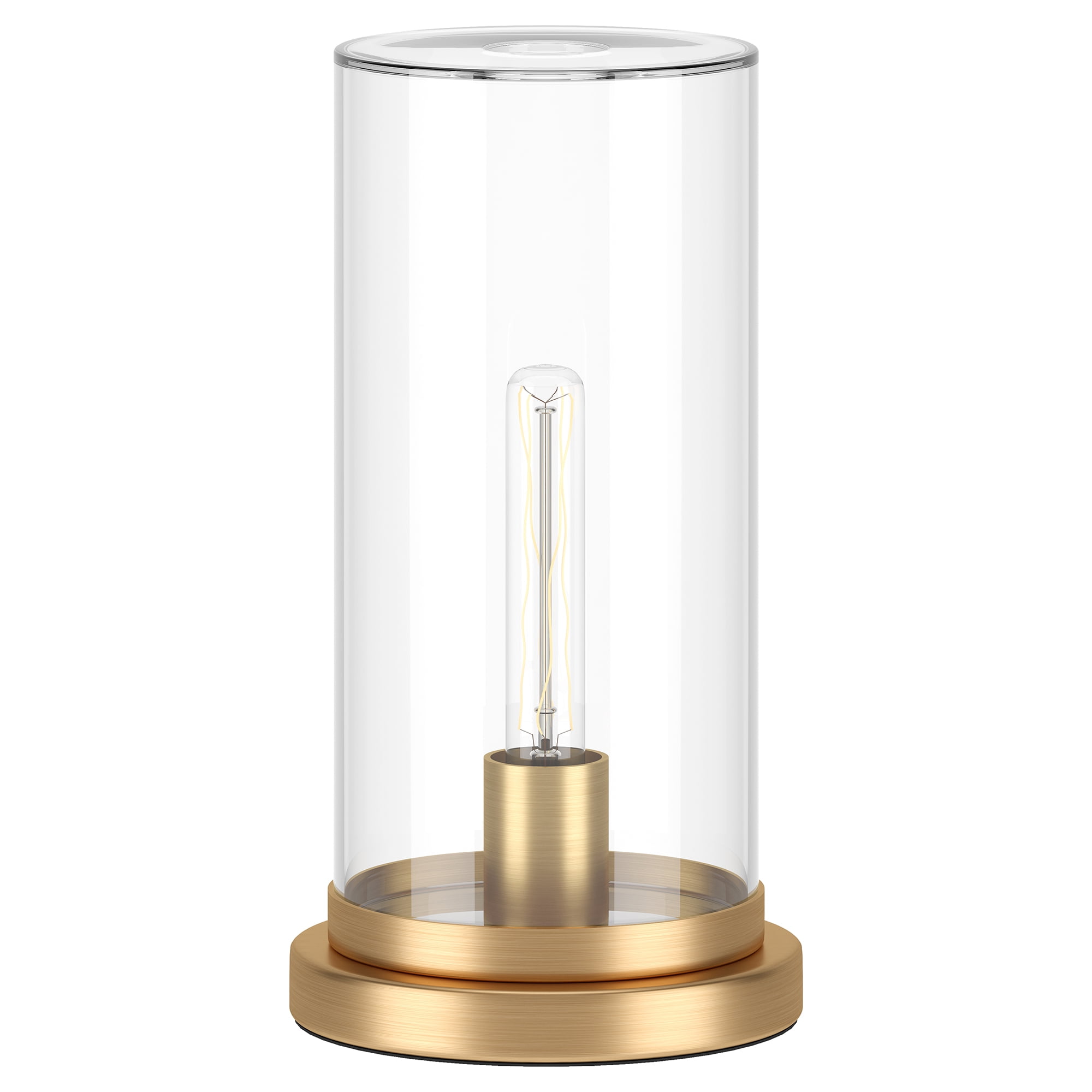 Brushed Brass and Clear Glass Mini Torchiere Accent Lamp