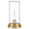 thumbnail image 1 of Evelyn&Zoe Perabo 13" Tall Uplight Mini Lamp with Glass Shade, Brushed Brass/Clear, 1 of 7