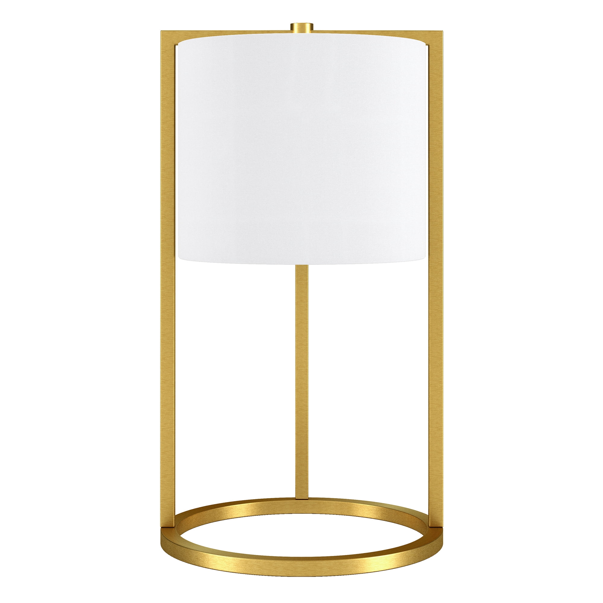 Evelyn&Zoe Peyton 22" Industrial Metal Table Lamp with White Drum Fabric Shade