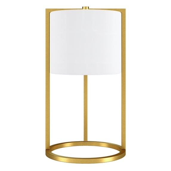 Evelyn&Zoe Peyton 22" Industrial Metal Table Lamp with White Drum Fabric Shade