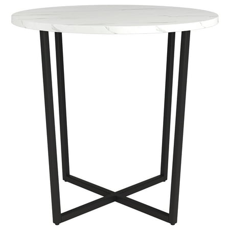 Evelyn&Zoe Pivetta 22" Wide Round Side Table with Faux Marble Top, Blackened Bronze