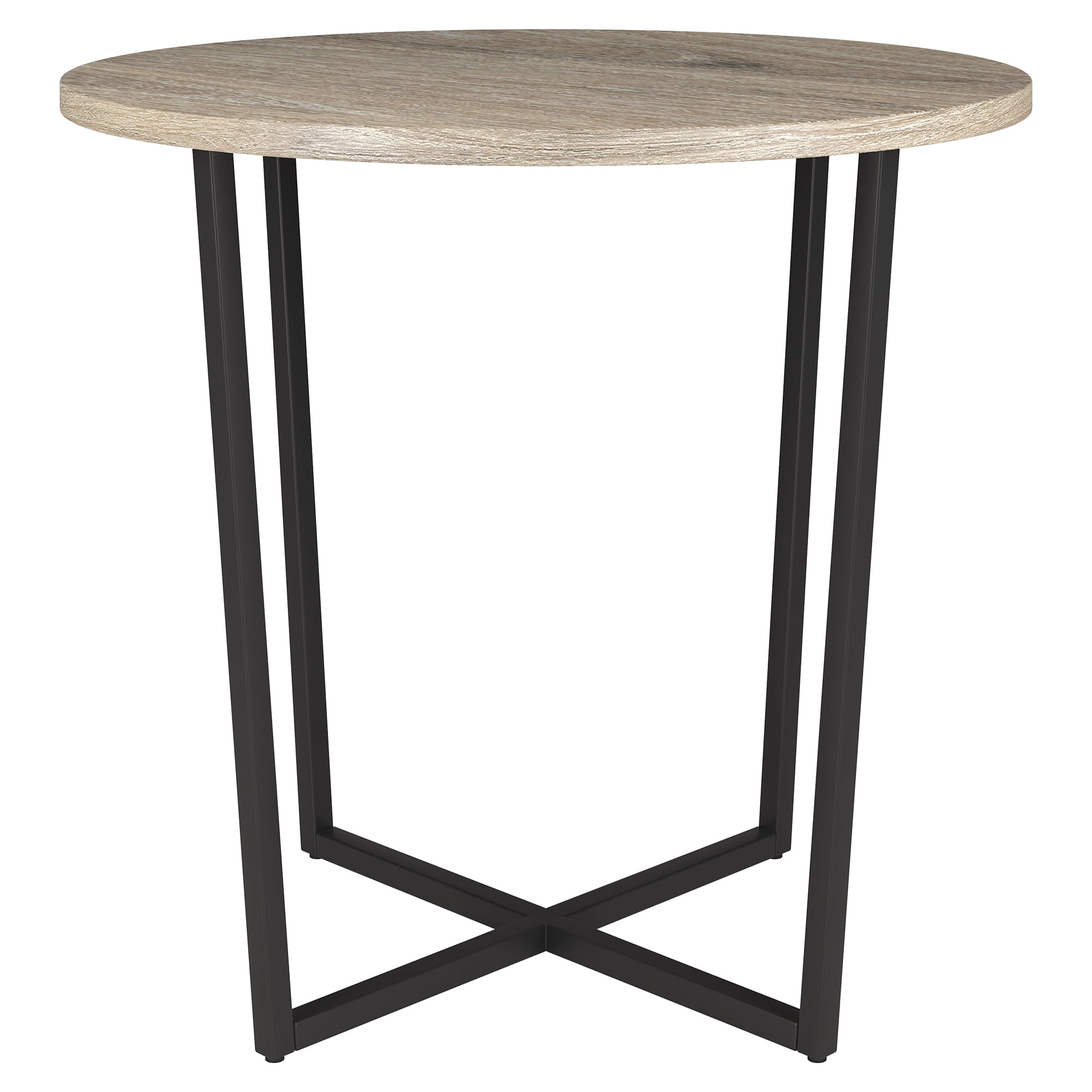 Evelyn&Zoe Pivetta 22" Wide Round Side Table with MDF Top, Blackened Bronze/Antiqued Gray Oak