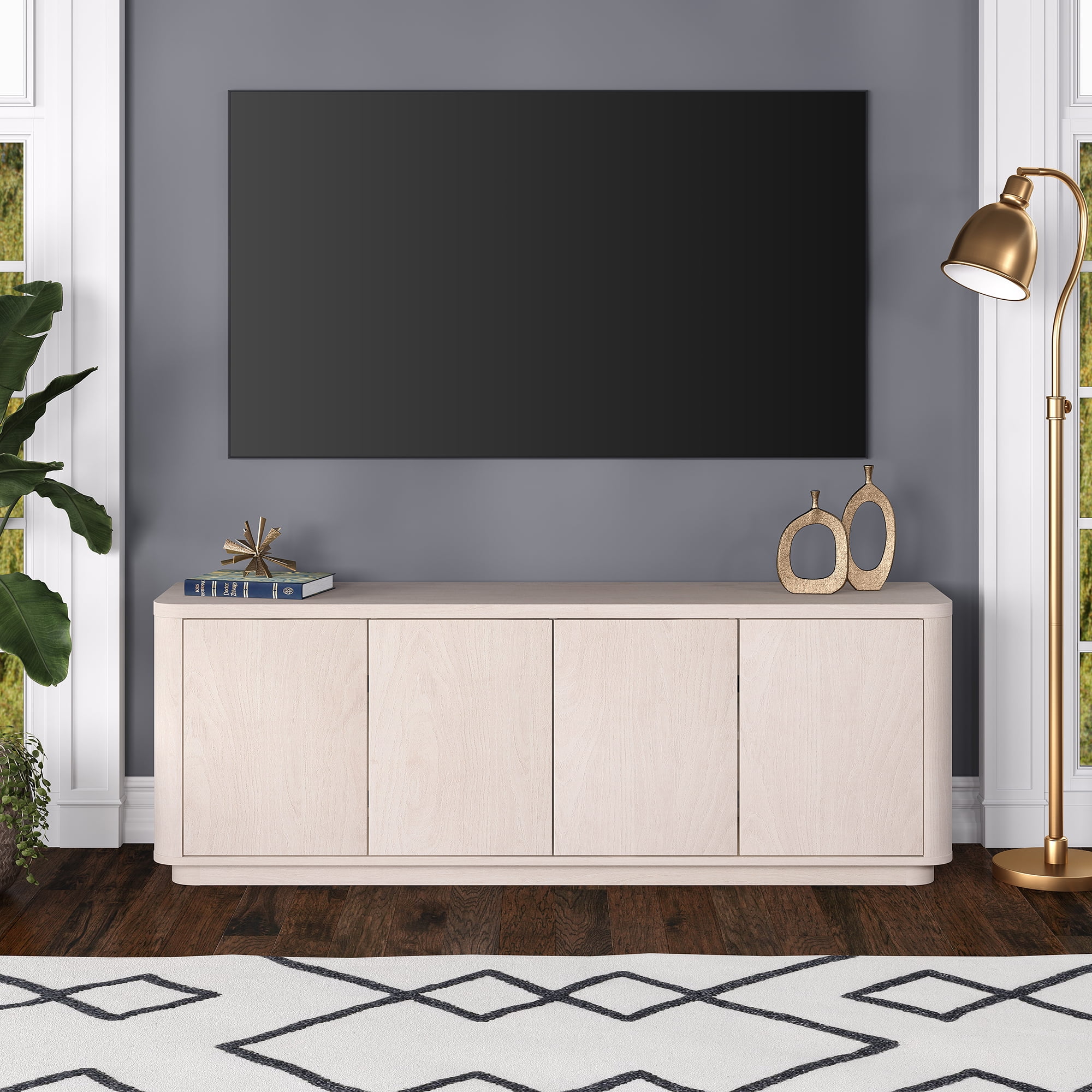 Evelyn&Zoe Plympton Transitional TV Stand For TVs up to 75", Alder White