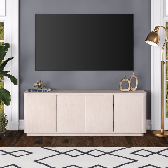Evelyn&Zoe Plympton Transitional TV Stand For TVs up to 75", Alder White